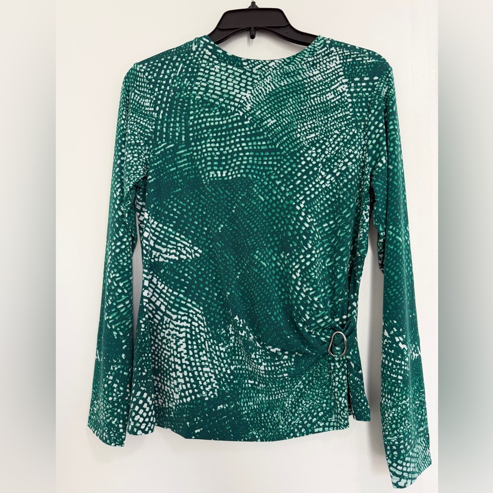 3/$15 Calvin Klein Teal Patterned Long Sleeve Top